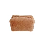 Borsa cosmetica grande in tinta unita con cerniera Borsa per trucco in pelliccia carina per le donne da viaggio Make Up Borsa da toilette Sacchetto di lavaggio Sacchetto della penna della peluche, 7,