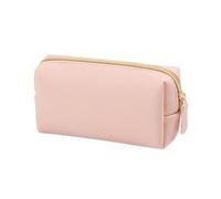 Borsa cosmetica impermeabile da donna in pelle PU tinta unita sacchetto di trucco da viaggio portatile lavaggio articoli da toeletta borsa organizer borsa, rosa, S