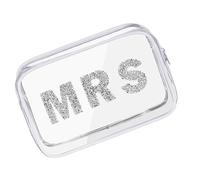 Borsa cosmetica impermeabile da sposa con strass patch lettera sacchetti per trucco per wedding planner e uso nuziale trucco da sposa portatile, Mrs, Taglia unica, Bellezza di massa