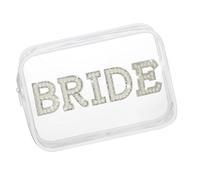 Borsa cosmetica impermeabile da sposa con strass patch lettera sacchetti per trucco per wedding planner e uso nuziale trucco da sposa portatile, Sposa., Taglia unica, Bellezza di massa