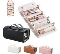 Borsa cosmetica impermeabile in pelle staccabile 4 in 1, borsa con 4 borse per il trucco staccabili, borsa per il trucco appesa, borsa cosmetica in pelle multi scomparto(Black)