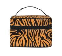 Borsa cosmetica impermeabile portatile con leopardo tigre arancione (1) di grande capacità, 23 x 17 x 16 cm, per viaggi, sport all'aria aperta, regalo di nozze, Nero , Taglia unica