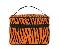 Borsa cosmetica impermeabile portatile con leopardo tigre arancione di grande capacità, 23 x 17 x 16 cm, per viaggi, sport all'aria aperta, regalo di nozze, Nero , Taglia unica