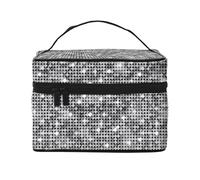 Borsa cosmetica impermeabile portatile con paillettes color argento con motivo luccicante di grande capacità, 23 x 17 x 16 cm, per viaggi, sport all'aria aperta, regalo di nozze, Nero , Taglia unica