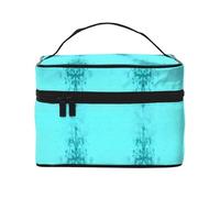 Borsa cosmetica impermeabile portatile di grande capacità blu foglia di tè 23x17x16cm per viaggio sport all'aperto regalo compagno di nozze, Nero , Taglia unica