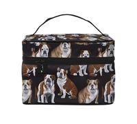 Borsa cosmetica impermeabile portatile di grande capacità con bulldogs inglesi, 23 x 17 x 16 cm, per viaggi, sport all'aria aperta, regalo di nozze, Nero , Taglia unica