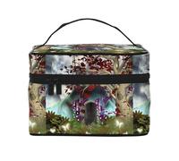 Borsa cosmetica impermeabile portatile di grande capacità con giardino delle fate gotico, 23 x 17 x 16 cm, per viaggi, sport all'aria aperta, regalo di nozze, Nero , Taglia unica