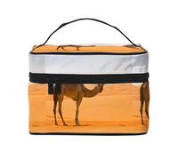 Borsa cosmetica impermeabile portatile di grande capacità del cammello della sabbia del deserto 23x17x16cm per il viaggio all'aperto sport regalo compagno di nozze, Nero , Taglia unica
