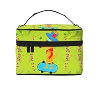 Borsa cosmetica impermeabile portatile di grande capacità del cane del fumetto che fa sport di grande capacità 23x17x16cm per il regalo del compagno di nozze di sport all'aperto di viaggio, Nero ,