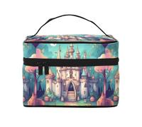 Borsa cosmetica impermeabile portatile di grande capacità del castello classico 23x17x16cm per il regalo del compagno di nozze di sport all'aperto di viaggio, Nero , Taglia unica