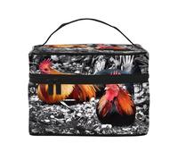Borsa cosmetica impermeabile portatile di grande capacità del gallo di pollo 23x17x16cm per il regalo del compagno di nozze di sport all'aperto di viaggio, Nero , Taglia unica
