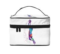 Borsa cosmetica impermeabile portatile di grande capacità del modello della ragazza di pallacanestro 23x17x16cm per il regalo del compagno di nozze di sport all'aria aperta, Nero , Taglia unica