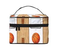 Borsa cosmetica impermeabile portatile di grande capacità del tabellone del campo da pallacanestro 23x17x16cm per il regalo del compagno di nozze di sport all'aperto di viaggio, Nero , Taglia unica