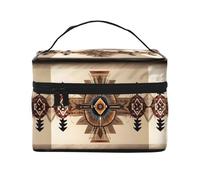 Borsa cosmetica impermeabile portatile di grande capacità della pittura dei nativi americani 23x17x16cm per il regalo del compagno di nozze di sport all'aperto di viaggio, Nero , Taglia unica