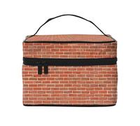 Borsa cosmetica impermeabile portatile di grande capacità di struttura del muro di mattoni rossi 23x17x16cm per il viaggio sport all'aperto regalo compagno di nozze, Nero , Taglia unica