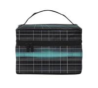 Borsa cosmetica impermeabile portatile di grande capacità dimensionale dello spazio della linea 23x17x16cm per il viaggio all'aperto sport regalo compagno di nozze, Nero , Taglia unica