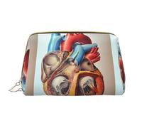 Borsa cosmetica impermeabile portatile in pelle con scheda di cuore anatomia umana per viaggi a casa per organizzare articoli da toeletta vari, bianco, taglia unica, Bianco, One size