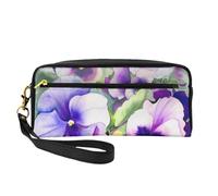 Borsa cosmetica in pelle con stampa Pansy Perfection - Borsa multifunzionale, Nero , Taglia unica