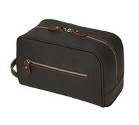 Borsa cosmetica in pelle for uomo e donna, for trucco, portatile, for doccia, pochette da viaggio, articoli da toeletta(2 dark brown)