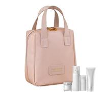 Borsa cosmetica in pelle PU, borsa cosmetica multifunzionale | Borsa grande per il trucco con scomparti - Borsa grande con cerniera, borsa versatile per il viaggio, organizer per le donne, rosa,