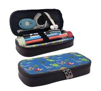 Borsa cosmetica in pelle stampata con immagini di dinosauri dei cartoni animati, custodia con patta in pelle, spaziosa portamonete, borsa portaoggetti, nera, taglia unica, nera, Nero , Taglia unica