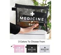Borsa cosmetica in rete con "Medicina" e tasche RFID, borsa portatile per lo stoccaggio, borsa per il trucco, borsa per la cura della pelle, elementi essenziali da viaggio, forniture per dormitori, re