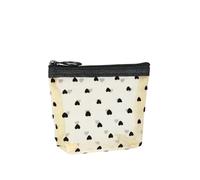 Borsa cosmetica in rete di nylon con cerniera a forma di cuore organizer per articoli da toeletta borse per il trucco multifunzionale da donna rossetto portachiavi portamon, Beige-n.1, Taglia unica
