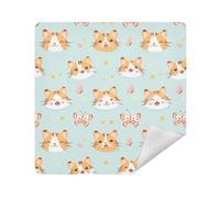 Borsa cosmetica in tessuto per obiettivo della macchina fotografica, organizer da viaggio per articoli da toeletta, 13,8 x 13,8, involucro per organizzazione, Simpatico gatto e farfalla, 17.7x17.7in