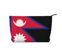 Borsa cosmetica in velluto a coste alla moda con bandiera del Nepal, chiusura a cerniera, adatta per viaggi, campeggio e uso quotidiano