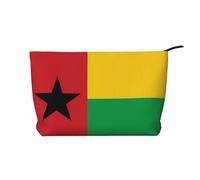 Borsa cosmetica in velluto a coste alla moda con bandiera della Guinea-Bissau, chiusura a cerniera, adatta per viaggi, campeggio e uso quotidiano