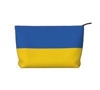 Borsa cosmetica in velluto a coste alla moda con bandiera dell'Ucraina, chiusura a cerniera, adatta per viaggi, campeggio e uso quotidiano