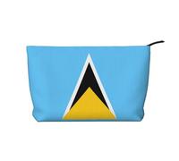 Borsa cosmetica in velluto a coste alla moda con bandiera di Santa Lucia, chiusura a cerniera, adatta per viaggi, campeggio e uso quotidiano