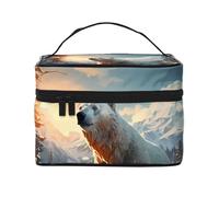 Borsa cosmetica invernale con orso polare. Borsa cosmetica da donna alla moda, grande, organizer da viaggio
