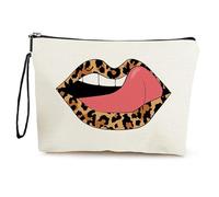 Borsa Cosmetica Labbra Con Stampa Leopardata Pochette Mare,Pochette Trucchi,Astuccio Trucchi,Portatile Da Viaggio Pochette Beauty Case Da Viaggio,Travel Essentials,Coin Purse,Portamonete
