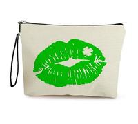 Borsa Cosmetica Labbra Verdi Pochette Mare,Pochette Trucchi,Astuccio Trucchi,Portatile Da Viaggio Pochette Beauty Case Da Viaggio,Travel Essentials,Coin Purse,Portamonete