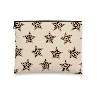 Borsa cosmetica leopardata con stampa animalier beige borsa da viaggio per il trucco da donna, piccola borsa in tela con cerniera, regalo estivo per la cura della pelle, Beige, 7x9 Inch, Stella