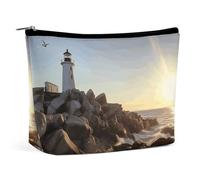 Borsa cosmetica Lighthouse Rocks Seaside con cerniera, borsa da toilette gr