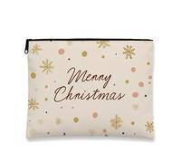 Borsa cosmetica, Merry Christmas, con fiocchi di neve e pois, borsa da viaggio portatile per donne, piccola borsa in tela con cerniera, borsa da toilette per la cura della pelle delle vacanze, Crema