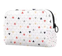Borsa cosmetica moderna con motivo triangolare colorato, per donne, articoli da toeletta da viaggio, grande, pratica borsa organizer con cerniera, Multi, 18.5x7.5x13cm/7.3x3x5.1in, Beauty case