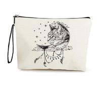 Borsa Cosmetica Moon Cat Pochette Mare,Pochette Trucchi,Astuccio Trucchi,Portatile Da Viaggio Pochette Beauty Case Da Viaggio,Travel Essentials,Coin Purse,Portamonete