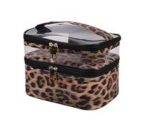 Borsa Cosmetica Multifunzione Travel Clear Makeup Bag Fashion Leopard Banda cosmetica Borsa da toeletta Organizzatore Organizzatore Impermeabile Femminile Storage Make Up Cases Pochette Trucchi (Colo