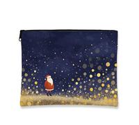 Borsa cosmetica natalizia, con Babbo Natale e glitter, da donna, piccola borsa portatile in tela con cerniera, borsa da toilette per la cura della pelle delle vacanze, Navy, 7x9 Inch, Cosmetici