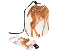 Borsa cosmetica natalizia con cerbiatto di pino e foglie di bacche 3_40 con mini sacchetto con cerniera, borsa da viaggio per articoli da toeletta da donna, organizer per trucchi con coulisse,
