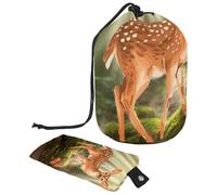 Borsa cosmetica natalizia con cerbiatto di pino e foglie di bacche 3_40 con mini sacchetto con cerniera, borsa da viaggio per articoli da toeletta da donna, organizer per trucchi con coulisse,