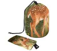 Borsa cosmetica natalizia con cerbiatto di pino e foglie di bacche 3_40 con mini sacchetto con cerniera, borsa da viaggio per articoli da toeletta da donna, organizer per trucchi con coulisse,
