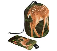 Borsa cosmetica natalizia con cerbiatto di pino e foglie di bacche 3_40 con mini sacchetto con cerniera, borsa da viaggio per articoli da toeletta da donna, organizer per trucchi con coulisse,