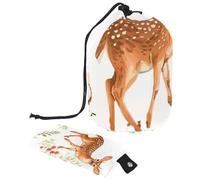 Borsa cosmetica natalizia con cerbiatto di pino e foglie di bacche 3_40 con mini sacchetto con cerniera, borsa da viaggio per articoli da toeletta da donna, organizer per trucchi con coulisse,