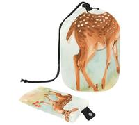 Borsa cosmetica natalizia con cerbiatto di pino e foglie di bacche 3_40 con mini sacchetto con cerniera, borsa da viaggio per articoli da toeletta da donna, organizer per trucchi con coulisse,