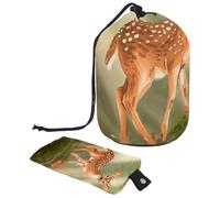 Borsa cosmetica natalizia con cerbiatto di pino e foglie di bacche 3_40 con mini sacchetto con cerniera, borsa da viaggio per articoli da toeletta da donna, organizer per trucchi con coulisse,