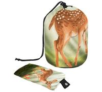 Borsa cosmetica natalizia con cerbiatto di pino e foglie di bacche 3_40 con mini sacchetto con cerniera, borsa da viaggio per articoli da toeletta da donna, organizer per trucchi con coulisse,